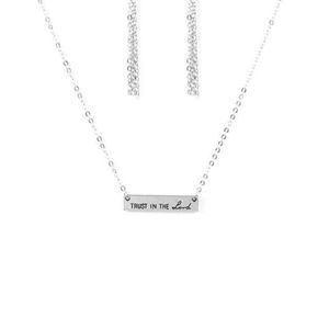 Trust In The Lord bar Pendant Necklace and coordinating earring set